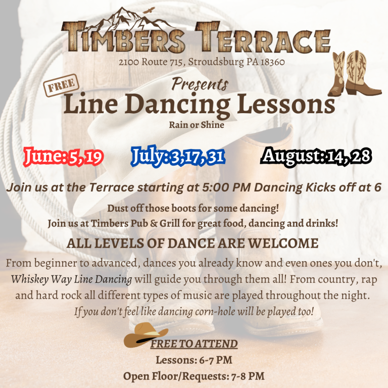 LINE DANCING EVERY OVER THURSDAY STARTING JUNE 5TH ON THE TERRACE