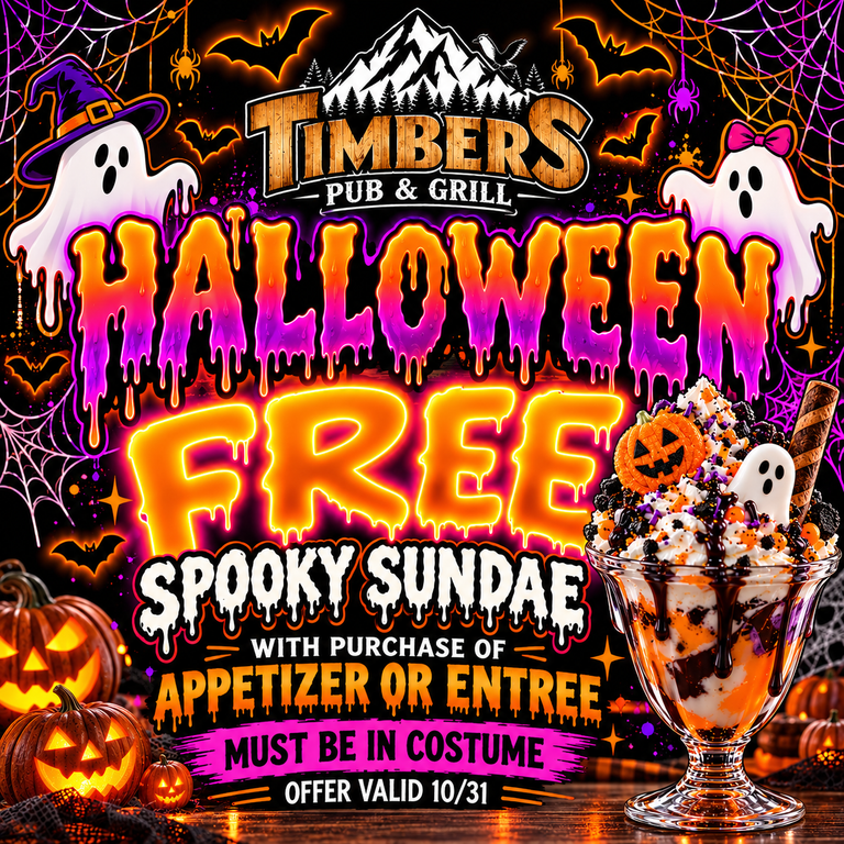 10/31 trick or treat- free sundae